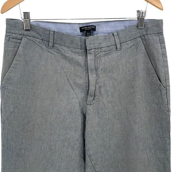 Banana Republic Mens Straight Leg Chambray Cotton Chino Pants Gray Size‎ 34/34 - Picture 2 of 9